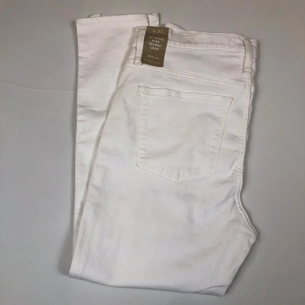 Madewell Womens 10" High-Rise Skinny Crop Jeans White Button Front Size 31 New - Picture 10 of 10